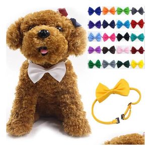 Dog Apparel Adjustable Pet Bow Tie Neck Accessory Necklace Collar Puppy Bright Color Mix Drop Delivery Home Garden Supplies Dhn1A