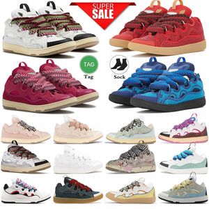 2023 Freizeitschuhe Leder Curb gewebt Schnürschuhe Stil außergewöhnlicher Sneaker geprägtes Leder Curb Sneakers Herren Damen Weiß Elfenbein Kalbslederschuh Gummiplattform