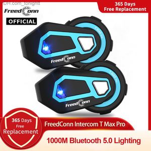 Freedconn T Max Pro Interfono per moto Bluetooth Auricolare per casco 6 Piloti BT 5.0 1200M FM Interfono per motore Comunicatore Auricolare Q230831