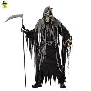 Theme Costume Men's Halloween Grim Reaper Costume Cosplay Adult Men's Skeleton Ghost Robe Role Play Party Fancy Dress Up Purim Party 230829