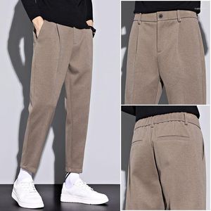 Men's Suits 2023 Fall Winter Men Fashion Wool Warm Dress Pants Solid Color Formal Male Business Casual Woolen Trousers H360