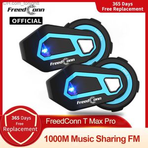 Freedconn T Max Pro Motorcycle Intercom Bluetooth Helmet Headset 6 Riders BT 5.0 1200M FM Motor Interphone Communicator Earphone Q230830