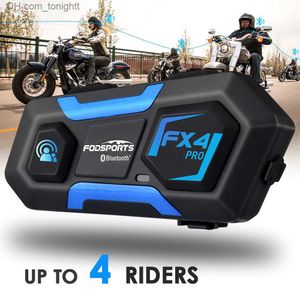 Fodsports Fx4 Pro Capacete de motocicleta Intercom Bluetooth Headset 4 Riders Group Interphone Comunicação Moto à prova d'água Rádio FM Q230830