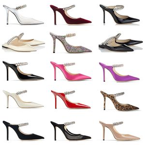 Designer Luxe Bing Wijnrood Zwart Fluwelen Dameskleding Schoenen Kristal Band Stiletto Plat Sexy Puntschoen Klassiek Elegant Dame Feest Bruiloft Bruids EU35-43