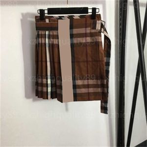 Designer Skirt Womens Short Dress Contrast Plaid Fashion Personality Belt High Waisted Short Pleated Skirt Womens Designers Dresses