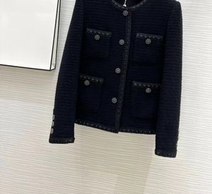 Chan czarna kurtka XL Plus w rozmiarze 2023 NOWA KURTA Zimowa Kobiet Designer Kurtka Kurtka projektantka łańcucha mody Tweed Kurtka Camellia Coat