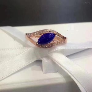 Кластерные кольца Lapis Ring Натуральная и настоящая свадьба для женщин 925 стерлинговое серебро