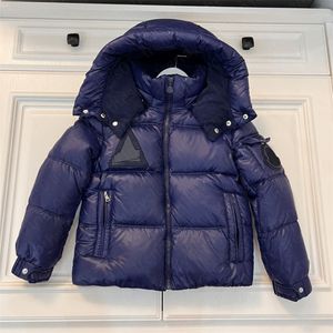 Детская мода для мальчиков, зимние ветрозащитные пуховые пальто с капюшоном, роскошная дизайнерская темно-синяя верхняя одежда, детские пуховые куртки для мальчиков, детская одежда