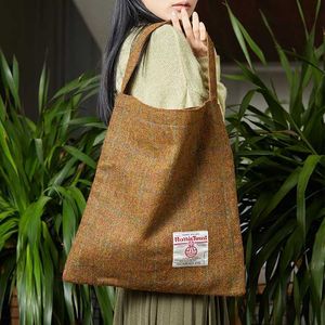 Evening Bags Check Women's Bag Harris Tweed Light Luxury Shopping Leisure Canvas Portable Shoulder 230828