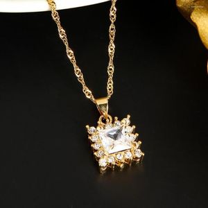 Pendant Necklaces Ethiopian Fashion Golden Geometric Crystal Stone Necklace Rhinestone Jewelry