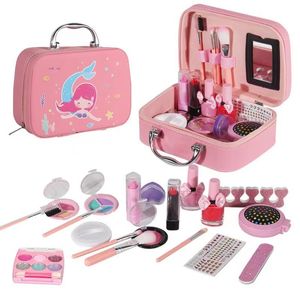 Skönhetsmode simulering smink set leksaker flickor spela hus prinsess nagel klistermärken leksak för barn diy kit hus 230830