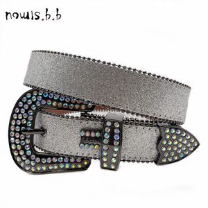 Bälten NowisBB Luxury Western Belts Strap Diamond Crystal Studded Cowgirl Cowboy Y2K Belt for Women Men Jean Cinto de Strass 230830