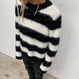Men's Sweaters vintage sweater women cute pullover Y2K Harajuku graphics knitted ugly men horizontal stripes black red gothic punk rock 230830