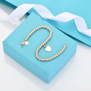 NEW 100% 925 Sterling Silver bracelet Pendant tag female men Heart Bead Chain Rose Gold Tf Gold Luxurious For Women Fashion Jewelry designer Bracelet Original Gift box