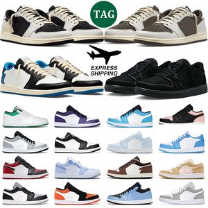 scarpe da basket da uomo e donna di spedizione gratuita 1s 1 bassi Scarpe da ginnastica da uomo Black Phantom Reverse Mocha Bred Wolf Grey