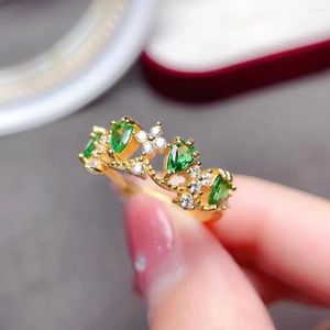 Кластерные кольца Colife Jewelry Natural Цаворитное кольцо 3 мм 5 мм грушевое срезы VVS Серебряный стиль 925 Gemstone