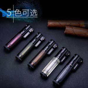 Net Red Hot Style Grinding Wheel Direct Injection Lighter Metal Windproof Personality Cigar Ignition Tool Men's Gift GC0E