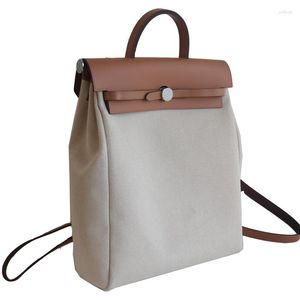 Школьные сумки модная хлопковая льняная ткань с рюкзаком для кожи