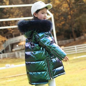 W dół płaszcz -30C 5-14 lat Dzieci nastoletnie odzież wierzchnia Parka Rosyjska zima dziewczyny błyszcząca kurtka Wodoodporna bez waza