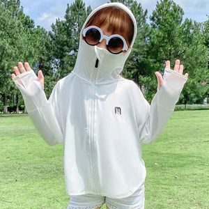 Cykeljackor Ice Thin Children Outdoor Sunscreen Clothing Boys Breattable Hoodie Girls Summer Cycling Sunscreen Jacket Multicolor Kid Clothes 230829