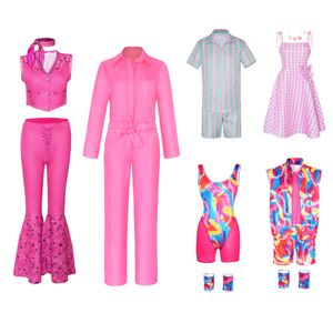 Costume a tema Film Barbi Costume cosplay per donna Margot Robbie Abito rosa Uomo Ken Ryan Gosling Abbigliamento Ragazze Ragazzi Halloween Outfit 230829