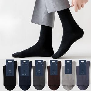 Мужские носки 5 пары 98% чистые хлопковые мужчины средняя качественная трубка Дезодорант Длинные носки экипажа антибактериальная повседневная весна зима