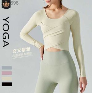 2023 Desginer Al Yoga t Kurzes Top Alotop Herbst Sexy Umbilicslim Fit Langarm Casuskin-freundliches Pilates-Sportshirt