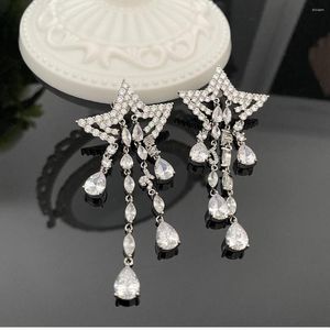 Stud Earrings European And American Fashion Show Water Drop Star Tassel