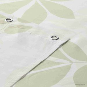 Shower Curtains Leaves Farmhouse Green Flower Microfiber Fabric Tan Plants Floral Printed Waterproof Shower Curtain R230831