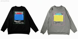 Erkek Hoodies Sweatshirts Yüksek Kaliteli Büyük Boy Cavempt C.E Crewneck Erkekler 1 1 Vintage Soyut Boyama Gün batımı Kadın Sweatshirts Cav Basit Çift Giysiler