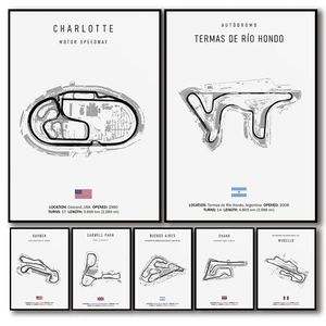 Płótno malarstwo wyścigowe zielone piekło Nurburgring samochodowe wyścigowe mapa plakat druk estetyczny obraz domowy salon dekoracja sypialnia bez ramy wo6