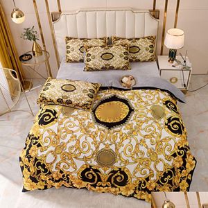 Sängkläder sätter mode guld vinter designer set veet duvet er lak
