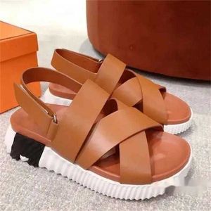 genuine leather luxury design sandals strap flats leather sandalies light