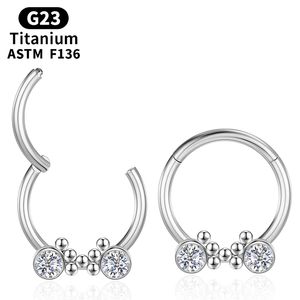 Septum Piercing G23 Titanium Hinge Segment Cartilage Tragus Nose Ring Daith Helix Clicker Earrings Zircon Body Jewelry Girl Gift