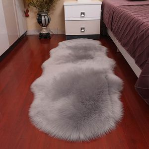Carpets Carpet Plush Soft Sheepskin Bedroom Carpet Imitation Wool Pad Long Hair Bedside Mat Sofa Cushion Rugs Living Room Fur Carpet 230829