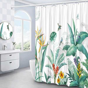 Shower Curtains Floral Shower Curtain Watercolor Plant Flower Leaves Aesthetic Art Fabric Decor Cloth Curtain Bathroom Accessories Set R230830