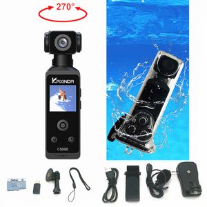 Câmeras Digitais Real 4K HD 270Rotatable Pocket Action Camera Estabilizador portátil 1/3 Tela Time Lapse Mini Sport Camcorder Waterproof Case 230830