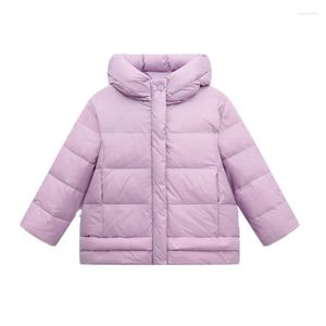 ダウンコート冬の男の子と女の子の衣類ソリッドカラーフード付き軽量の暖かいジャケットアウトウェア