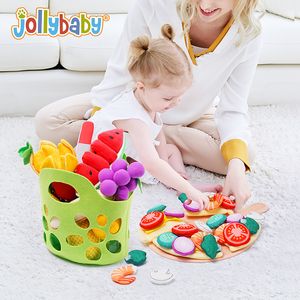 Кухни играют в еду Jollybaby Baby Pizza Cut Fruit Fruit и овощные игрушки House Kitchen Oepatables 230830