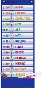 Intelligence Godery Scheduling 13 + 1 Gráfico de bolso de programação de aula diária com 18 cartões de borracha seca Ideal para sala de aula Escritório Escola Casa Usado Suporte para porta (azul) 23830