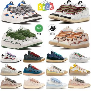 2023 New Designer Curb Sports Shoes Men and Women Mesh Shoes Extraordinary Embossed Nappa Suede White Ivory Beige Yellow Calfskin Rubber Platform Plate Sports Shoes