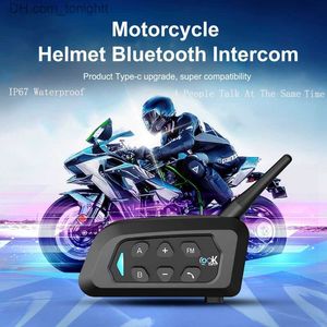 Взгляд 1PC V4 Plus IP67 водонепроницаемый мотоцикл интермок Bluetooth Helme Moto Hearpet для 4 человек Группа Говоря Q230830