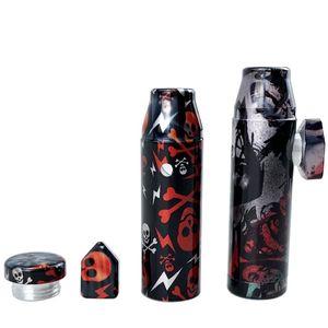 New Colorful Pattern Aluminium Alloy Mini Smoking Pipes Dry Herb Tobacco Spice Miller Stash Case Bottle Removable Snuff Snorter Sniffer Snuffer Bullet Style Tips