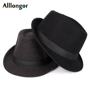 Szerokie brzegowe czapki klasyki jesienne zima krótka filc fedoras kapelusz czarny panama vintage top sombrero trilby męskie kapelusze dżentelmen fedora 230829