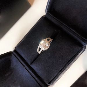 Ehering, quadratischer Diamant, 2-in-1-Ring, Luxusmarke, S925-Sterlingsilber, Braut-Sterlingsilber-Set