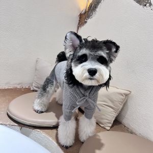 Педанная собака вязаная капюшона Осень Шнаузер Пудл Тедди Сказочный теплый свитер сплошной цвет буквы с отпечатки повседневной собачьей одежды