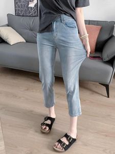 Jeans da donna Y2k2023 Autunno di grandi dimensioni con fessura gamba dritta a forma di pera grasso mm pantaloni a otto tubi sottili