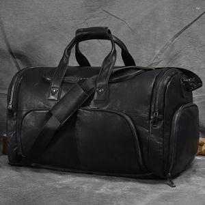 Duffel Bags Genuine Leather Men's Leisure Travel Bag Large Capacity Handbag Shoulder Diagonal Cross Luggage Business