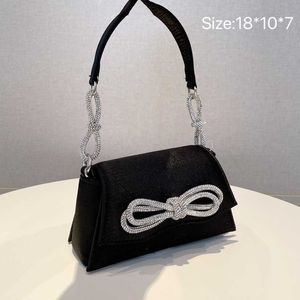 Kadınlar 2023 Yeni Kore Net Kırmızı Rhinestone Zinciri Bowknot Velvet Bir Omuz Under Under Equil Bag Crossbody 230830