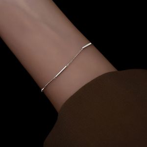 New 925 Sterling Silver Square Bracelet Simple Style Shiny Bracelet Gifts for Women Exquisite Fashion Jewelry